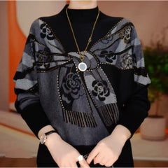 [Reducere Produs Nou – Curând Revenim la Prețul Inițial]✨Tricot Modern Imprimat, Lână Germană Dublă Față