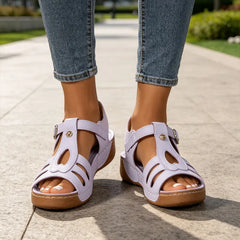 👡【Versiune Îmbunătățită din Piele Naturală de Prim Strat】Sandale Uni cu Inimi Perforate și Talpă Moale