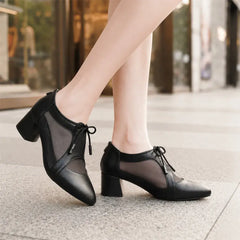 👠Sandale Elegante Fashion cu Toc Înalt și Detalii din Plasă