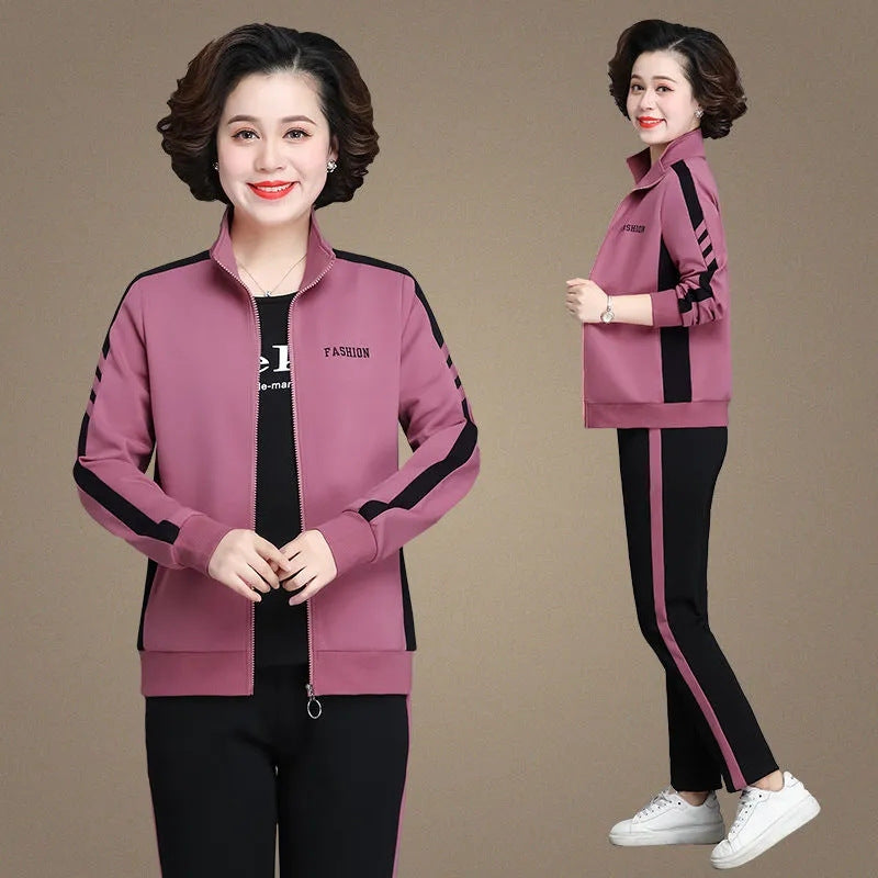 💥Μεγάλες πωλήσεις🎉【Μπουφάν + Παντελόνι】Νέο σετ αθλητικών ειδών για μεγάλες καμπύλες