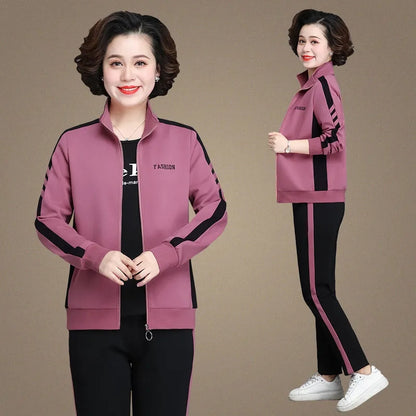 💥Μεγάλες πωλήσεις🎉【Μπουφάν + Παντελόνι】Νέο σετ αθλητικών ειδών για μεγάλες καμπύλες