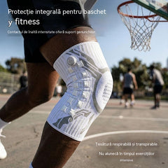 🦵🦵 Genunchiera sport compresivă cu silicon și stabilizatori cu arc pentru absorbția șocurilor, ideală pentru alergare și fitness în aer liber