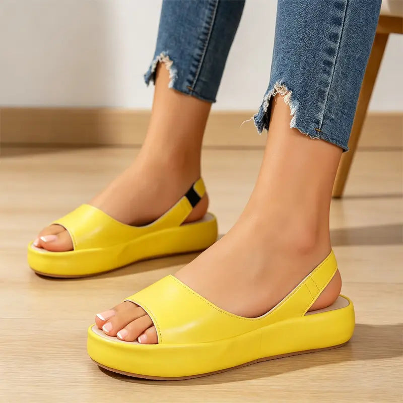 👡 Sandale Peep-Toe din Piele Naturală cu Platformă – Talpă Moale Anatomică, Stil Slip-On, 5 Culori, Mărimi 35-43! ☀️✨