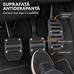 🚗 Set Universal de Pedale Auto pentru Transmisie Manuală și Automată! Suprafață Antiderapantă cu Inserții din Cauciuc · Contact Mai Amplu și Apăsare Stabilă · Montare Sigură cu Șuruburi · Disponibil în 4 Culori!