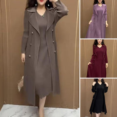 🍂👗【Το best seller του καταστήματος】Ελαστικό φόρεμα δύο σε ένα με τονισμένη μέση και αδυνατιστική εφαρμογή