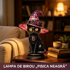 🐱🎩Figurină Decorativă Pictată Manual cu Pisică Neagră și Pălărie de Vrăjitor