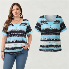 👚Tricou Uni cu Imprimeu, Design în Două Piese False
