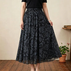 👗🌸【M-4XL】Fustă midi cu talie înaltă și imprimeu floral, la modă