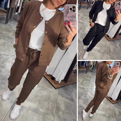 🧥🌙 Άνετο και κομψό, το σετ casual φούτερ και μπουφάν είναι τώρα διαθέσιμο! 💃【Τοπ + Παντελόνι】