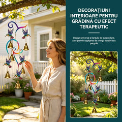 🐦🔔Clopoțel de vânt cu colibri pictat și clopoței din bronz, în stil retro