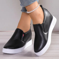 Pantofi Casual de Damă cu Platformă Ascunsă –Pantofi de Damă din Piele Eco cu Textură Elegantă și Elastic Lateral