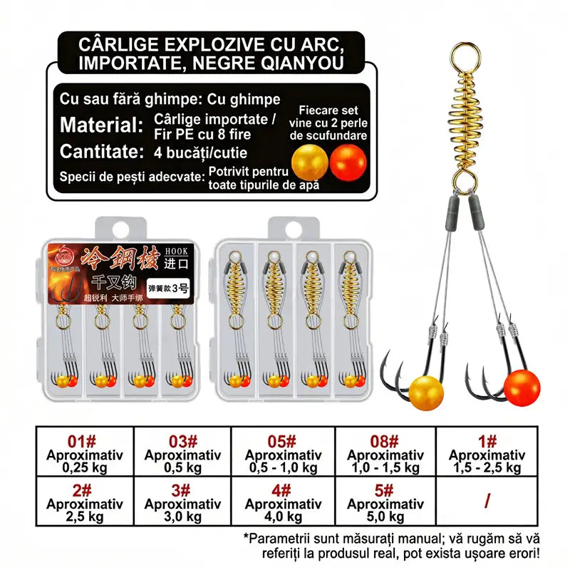 🎣【Cumperi 1, primești 1】Cârlige de pescuit profesionale cu arc, super rezistente — prind pești mari într-o secundă!
