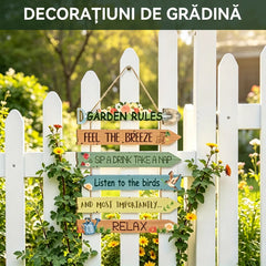 💐Plăcuță Decorativă din Lemn pentru Grădină - Regulile Grădinii
