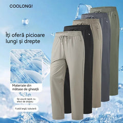 💪【M-6XL】❄️ Pantaloni casual din mătase rece cu elasticitate ridicată – comozi, răcoroși și perfecți pentru mărimi mari