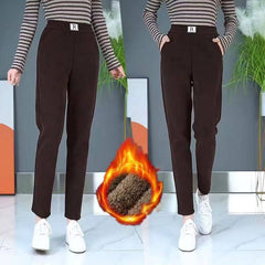 【Recomandat!】 Pantaloni groși, confortabili din catifea reiată, cu căptușeală fleece pentru iarnă