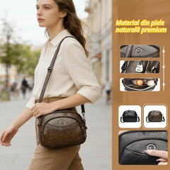 👜【Material din piele naturală premium】Geantă elegantă de umăr pentru femei