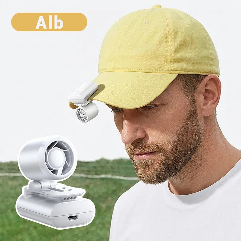 🌀 Mini Ventilator Portabil cu Clemă 3-în-1 – Atașabil la Șapcă, Centură sau Rucsac, Super Ușor de 50g! 🧢🚀