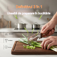 Cumpărați 1 obțineți 1 gratuit--2 buc🧅🔪 Curățător de bucătărie multifuncțional 3 în 1: Curăță, taie și deschide capacele sticlelor! 🔥