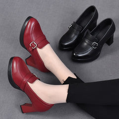👠【35-40】2026 Noua Talpă groasă Toc gros Moda Damă Toc Înalt Pantofi din piele