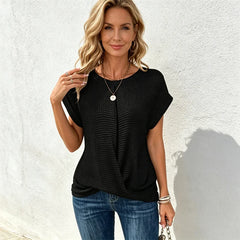 👚 tricou uni tip vafă, la modă｜subțiază vizual silueta・respirabil și confortabil ✨