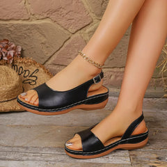 Sandale Clasice cu Platformă și Vârf Decupat – Confort Zilnic, Mers Stabil și Fără Durere! 👡✨