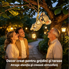 Lampă Solară Decorativă pentru Grădină, Decorațiune Suspendată Figurine Animale (Koala, Iepure, Veveriță), Lumină LED Caldă Impermeabilă