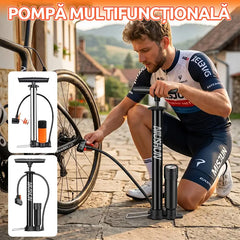 Pompă de aer multifuncțională pentru acasă, pentru biciclete, mașini și mingi：Cu manometru, control precis al presiunii aerului