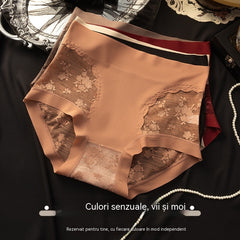 Set de 5 piese: negru + vișiniu + bej + maro + roșu cărămiziu --- Lenjerie intimă din dantelă fără cusături, cu elasticitate ridicată, pentru controlul abdomenului, modelarea feselor și ridicarea chiloților