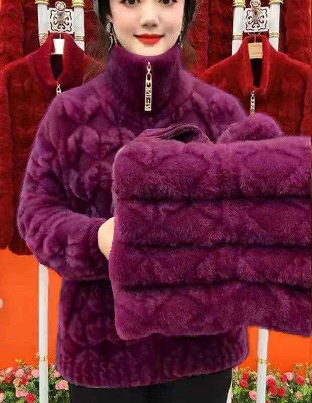 🔥【Potrivit pentru greutăți de 40-100KG】Haină de blană de nurcă din fleece pentru iarnă