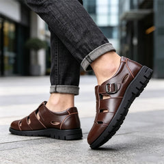 👞Sandale bărbătești din piele naturală cu decupaje｜Respirabile, confortabile și cu aspect premium
