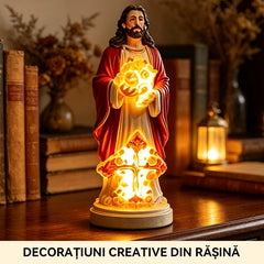 🙏Adu binecuvântarea și lumina sfântă în casa ta!  Statuetele cu Isus și Maria care luminează cald.