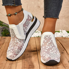 Pantofi damă cu platformă și broderie｜Ușori și comozi｜Mărimi 36-43
