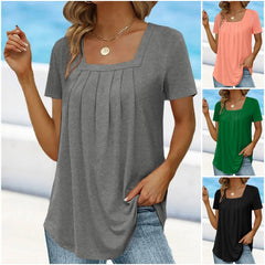 🌈👚【S-5XL】Tricou larg uni cu decolteu pătrat pentru femei