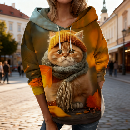 🐱【S-6XL】Νέα γυναικεία χειμερινή μπλούζα με χαριτωμένο σχέδιο γάτας