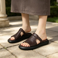 👡💕Papuci la modă, stil retro, cu design împletit și talpă moale