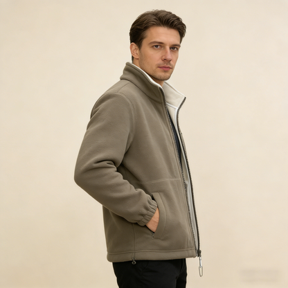 Ανδρικό παλτό από χοντρό μάλλινο fleece, ζεστό και άνετο