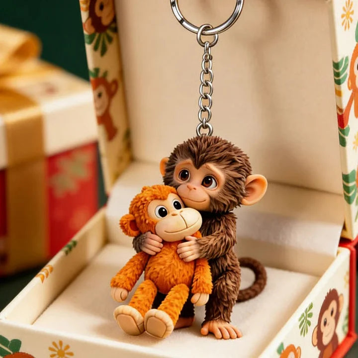 🎁Αγοράστε 1, πάρτε 1 δωρεάν🐵💕Μπρελόκ 3D με μαϊμουδάκι που αγκαλιάζει