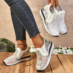 Pantofi damă cu platformă și broderie｜Ușori și comozi｜Mărimi 36-43