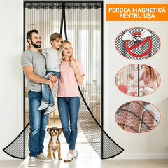 Perdea Anti-Insecte Magnetică pentru Ușă – Plasă Împotriva Țânțarilor cu Prindere Velcro, Fără Găurire