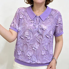 🌸【Confortabil și ușor de asortat】Tricou modern cu imprimeu 3D delicat – stil feminin și elegant, perfect pentru ținutele de zi cu zi