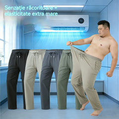💪【M-6XL】❄️ Pantaloni casual din mătase rece cu elasticitate ridicată – comozi, răcoroși și perfecți pentru mărimi mari