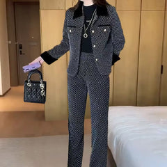 🔥【Jachetă + Pantaloni】Set modern de damă, cu pantaloni largi și palton din lână, care modelează și subțiază silueta