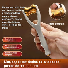 🎁【Compre 1 e leve 2】🌿 Massageador de dedo em madeira maciça: o rolo de madeira natural ajuda a estimular os pontos das articulações e aliviar a fadiga das mãos. 🌿