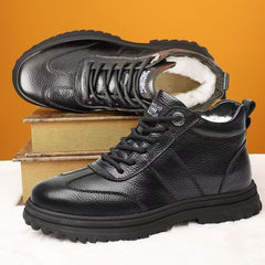【39-44】Ανδρικά χειμερινά casual δερμάτινα παπούτσια, κατασκευασμένα από χοντρό δέρμα και βαμβακερό ύφασμα, με μάλλινη επένδυση.