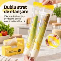 ✨ Pungi Alimentare Hermetice cu Dublu Sigiliu pentru Frigider (Mărimea L - 15 buc/cutie) 🥩 | 🥦 Congelare & Microunde · Sigilare Anti-Scurgere · Oferta 1+1 GRATIS 🎁 (30 bucăți în Total)