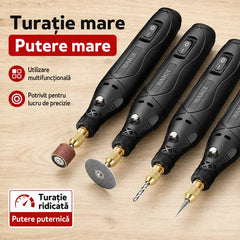 Mini Freză Electrică Multifuncțională de Mână – Unealtă Rotativă Portabilă pentru Gravat, Șlefuit, Polizat, Tăiat și Găurit Lemn, Piatră și Bijuterii