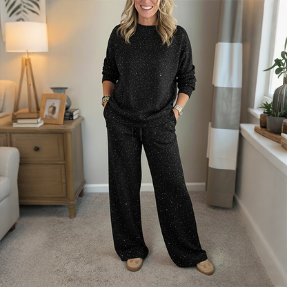 📢📢60% έκπτωση!!!🔥Γυναικείο σετ 2 τεμαχίων που περιλαμβάνει πουλόβερ με παγιέτες και παντελόνι