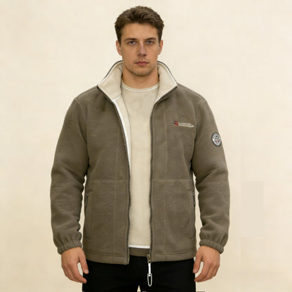 Ανδρικό παλτό από χοντρό μάλλινο fleece, ζεστό και άνετο