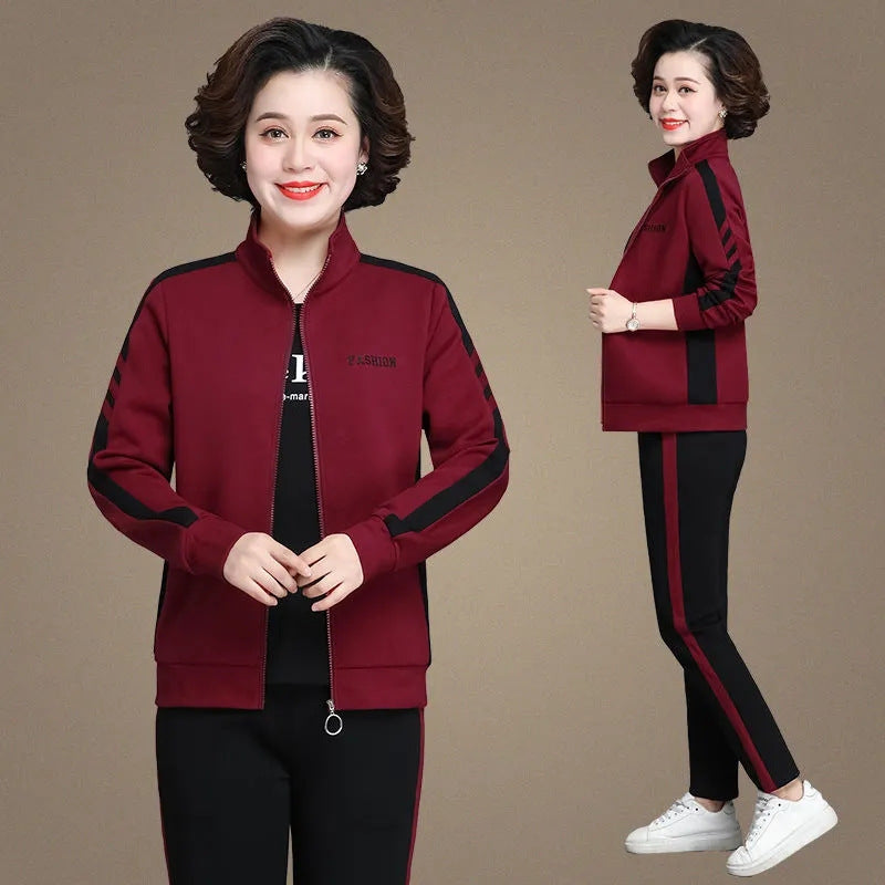 💥Μεγάλες πωλήσεις🎉【Μπουφάν + Παντελόνι】Νέο σετ αθλητικών ειδών για μεγάλες καμπύλες