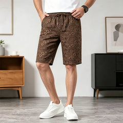 🩳【Set de 3 bucăți】Pantaloni scurți bărbătești la modă, din material răcoros tip mătase de gheață, cu imprimeu